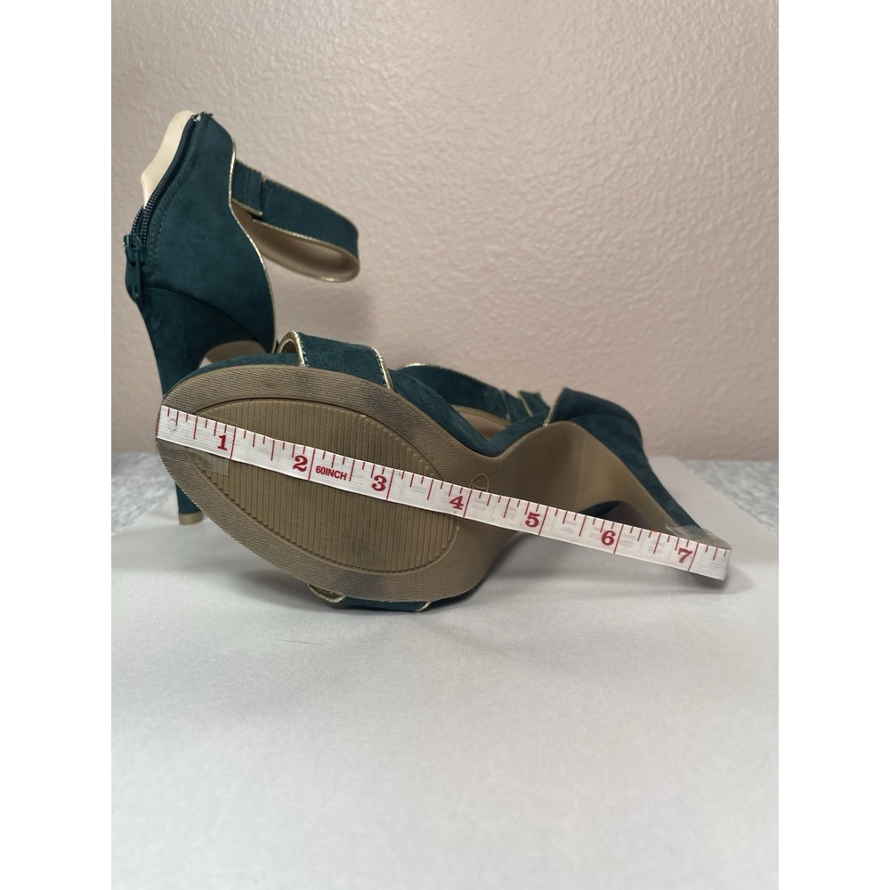 Forest Green Heels Size 7 Ankle‎ Strap Stiletto Sandals Wedding Guest Formal - Picture 9 of 10